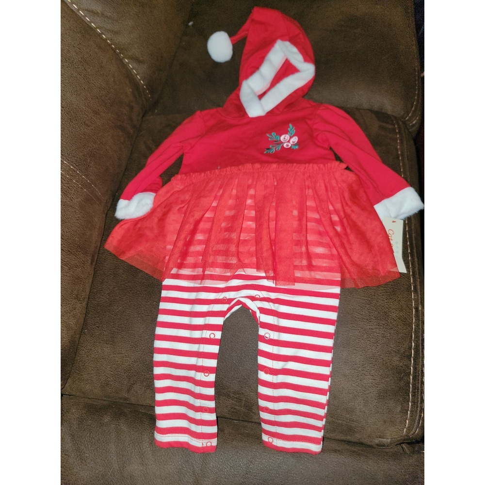 Cat and jack baby holiday Christmas santa one piece outfit 3 6‎ months nwt
